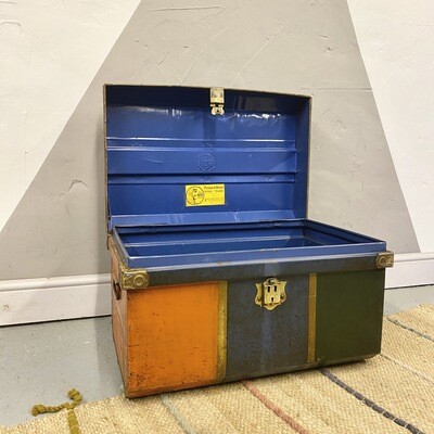 Vintage  Metal Storage Trunk Chest Industrial Box 1930s Vintage  Metal Storage Trunk Chest Industrial Box 1930s