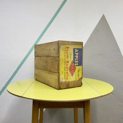 Vintage Apple Pine Box Rustic Storage Display Yellow