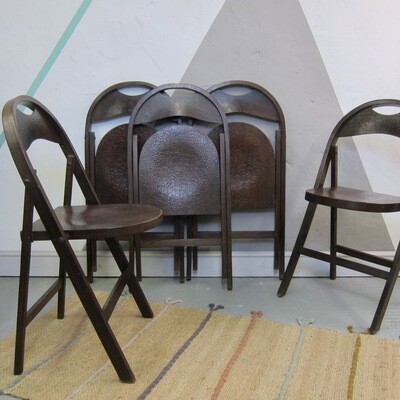 Vintage Folding Mid Century Crocodile Thonet Chairs  B751