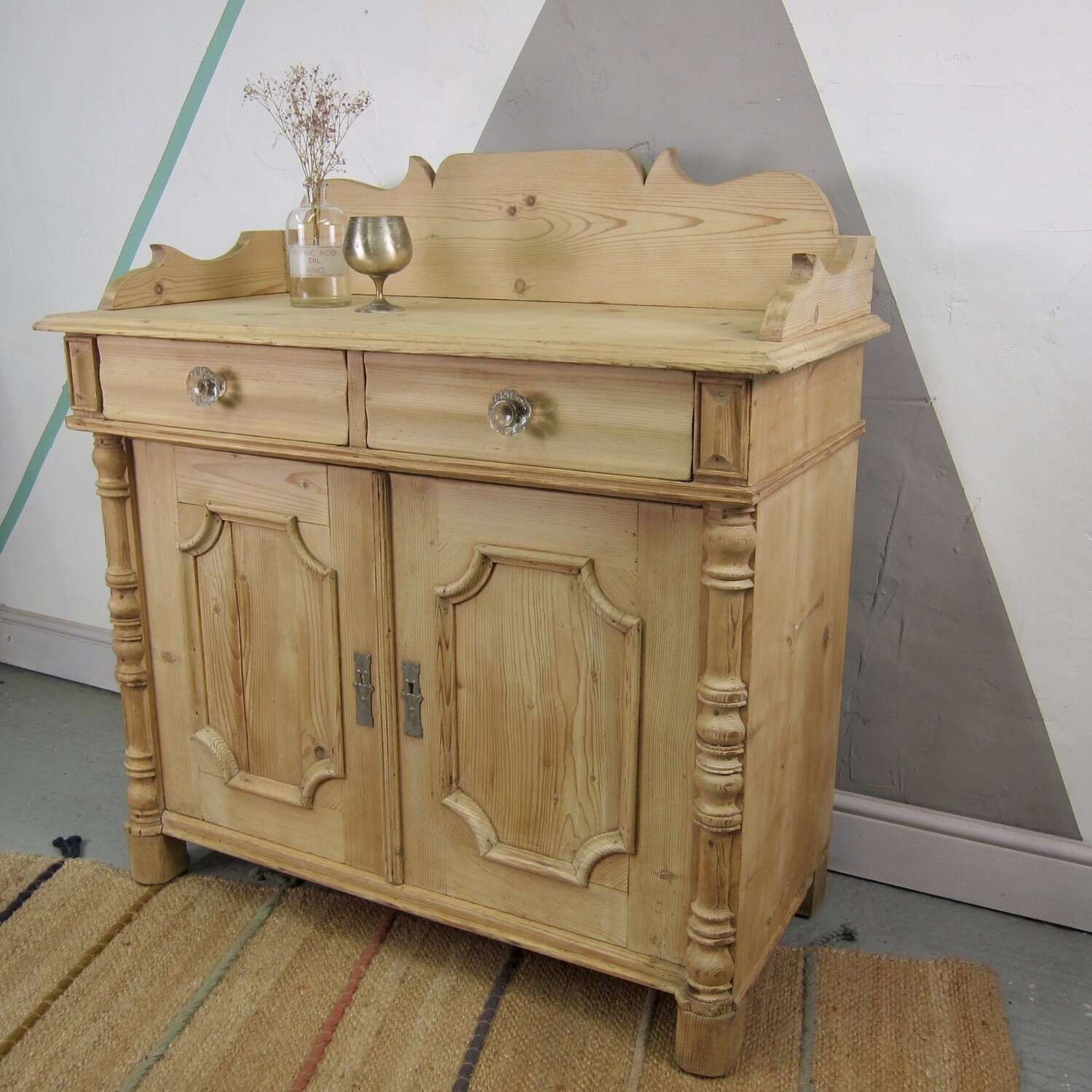 Antique French Victorian Pine Washstand Storage Cupboard