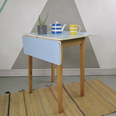 Blue Formica Kitchen Dining Table Mid Century Kitsch 1960s Retro