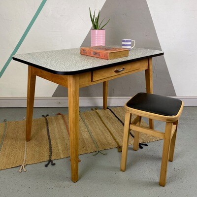 Mid Century Vintage Black White Formica Table Desk