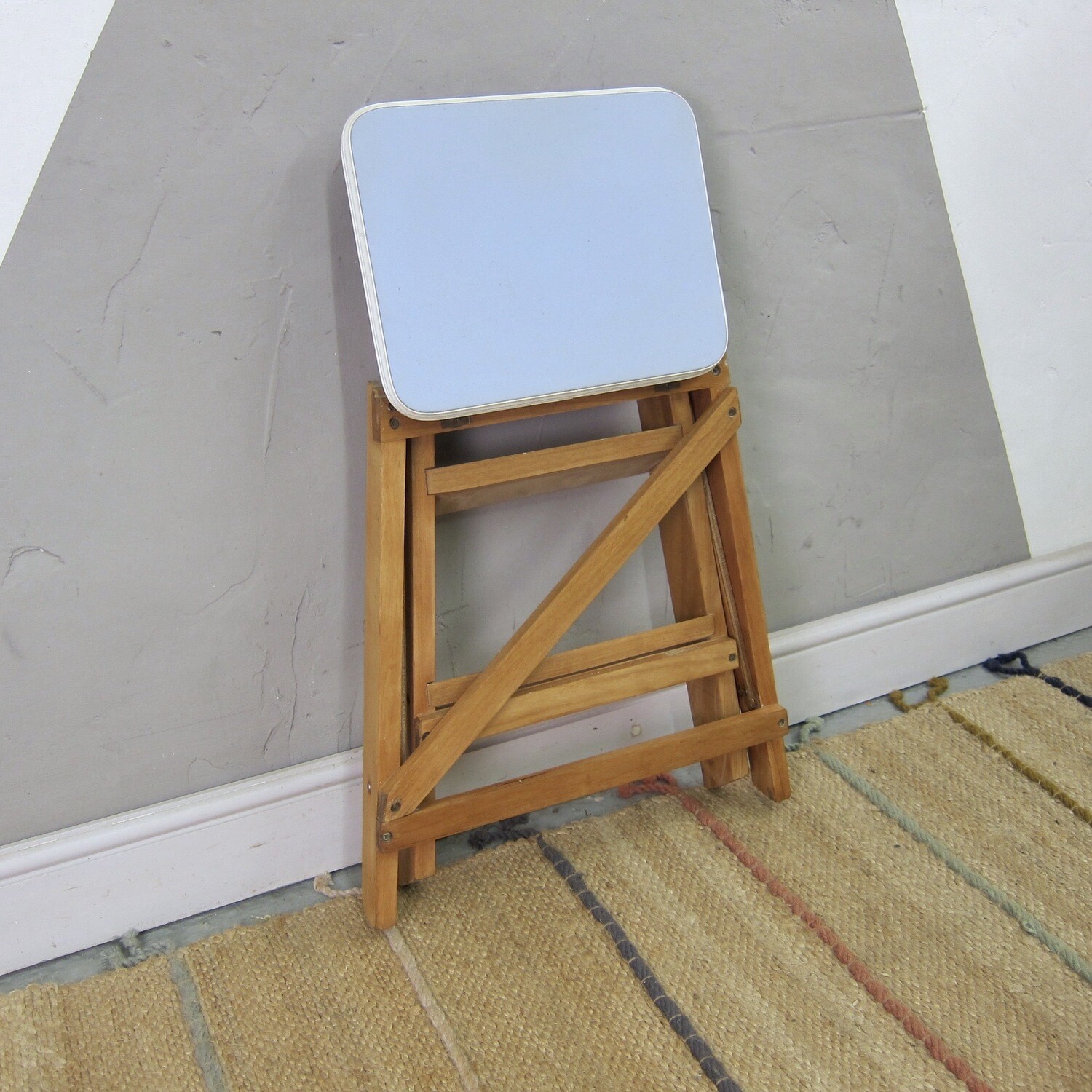 Blue Vintage Mid Century Ladders Steps Bedside Table