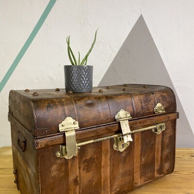 Industrial Vintage Trunk Chest 1930s Metal Storage