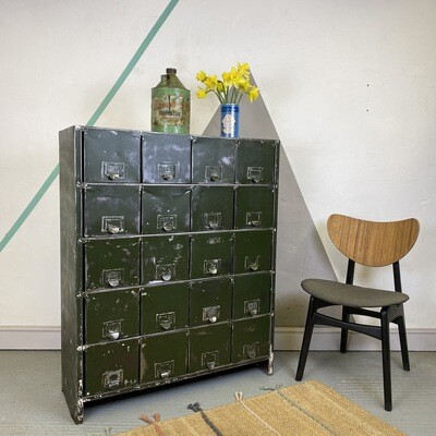 Industrial 1950s Multi Drawer Metal Cabinet