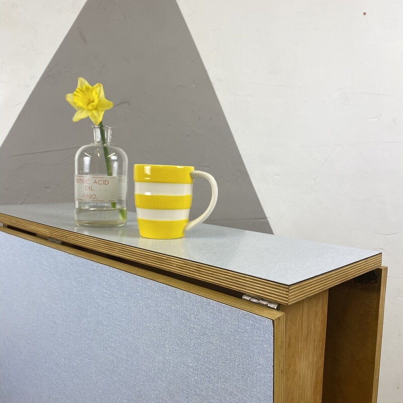 Mid Century Blue Formica Kitchen Extending Dining Table