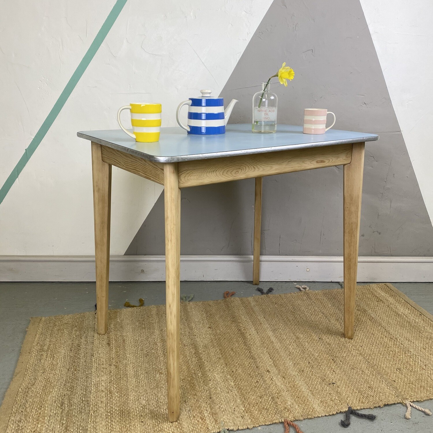 Mid Century Blue Formica Table Desk