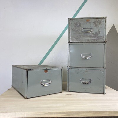 Industrial Mid Century Stacking Storage Drawers Filing Veteran Series UK British Grey Industrial Mid Century Stacking Storage Drawers Filing Veteran Series UK British Grey