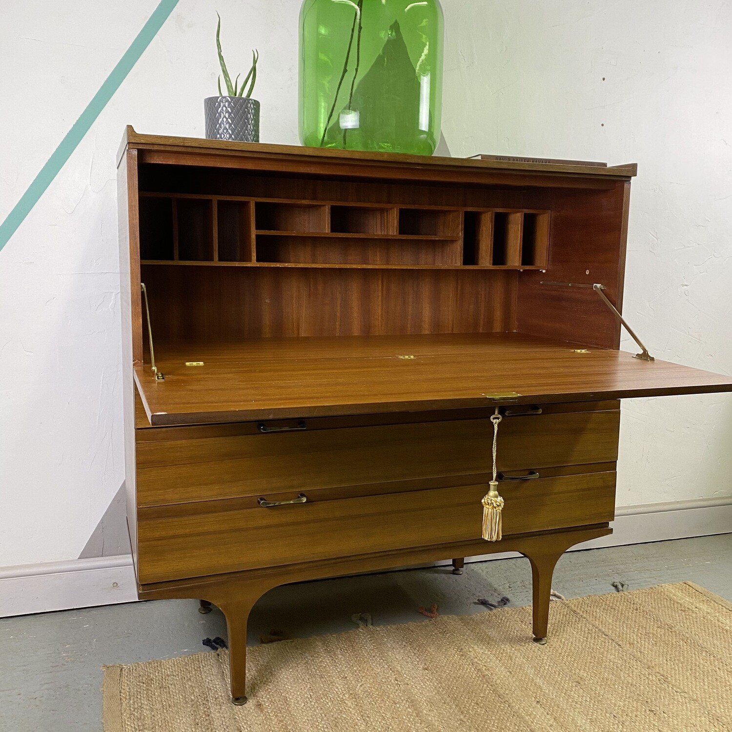 Mid Century Meredew Furniture bureau bookcase teak desk