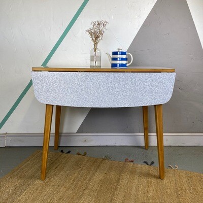 Vintage Formica Kitchen Dining Table Mid Century Blue Grey