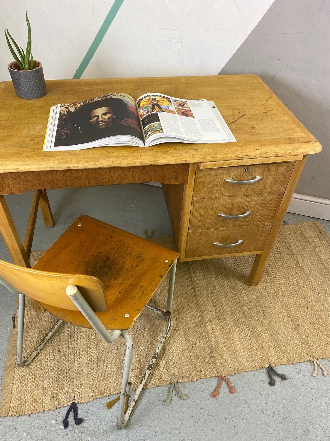 Mid century clearance oak desk