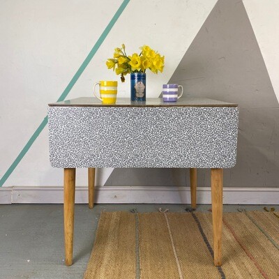 Mid Century Vintage Formica Table Black White Kitchen