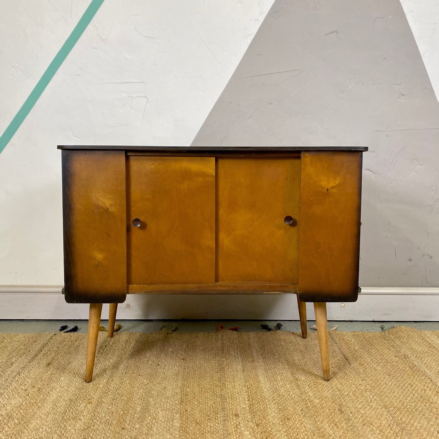 Mid Century Vintage Record Cabinet Cupboard Vinyl