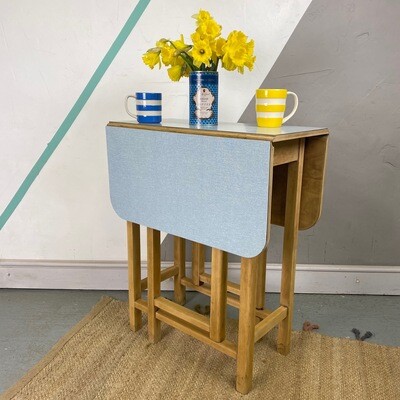 Mid Century Vintage Blue Formica Kitchen Dining Table