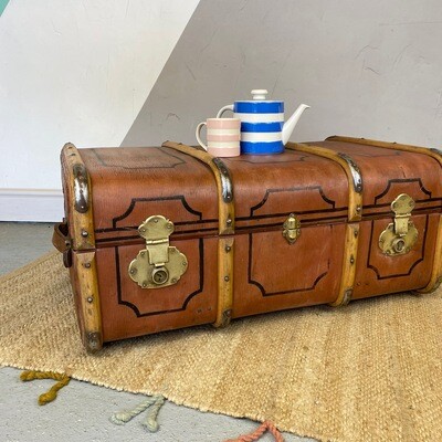 1920s  Steamer Trunk Chest Coffee Table Storage Box