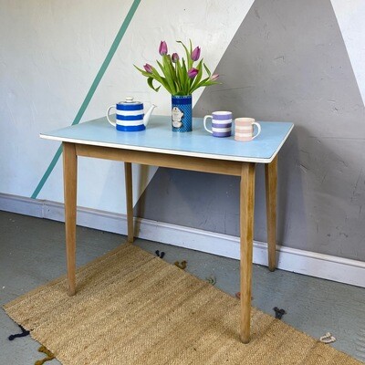 Blue Formica Kitchen Dining Table Mid Century 1960s Vintage