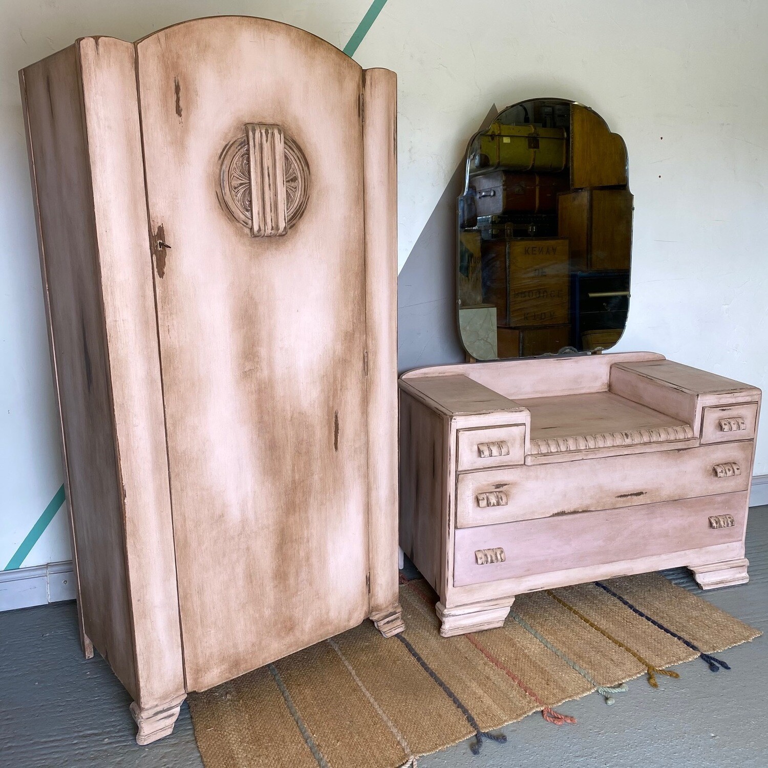 Vintage 1930s Painted Art Deco Bedroom Suite