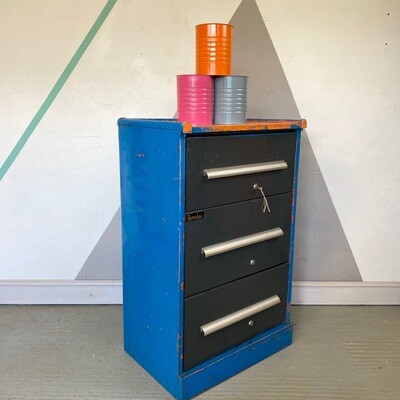 1950s Industrial French Storage Drawers Cabinet