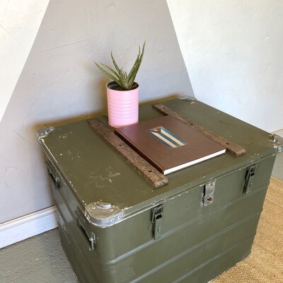 Industrial Military Trunk Chest Vintage Green Storage Box