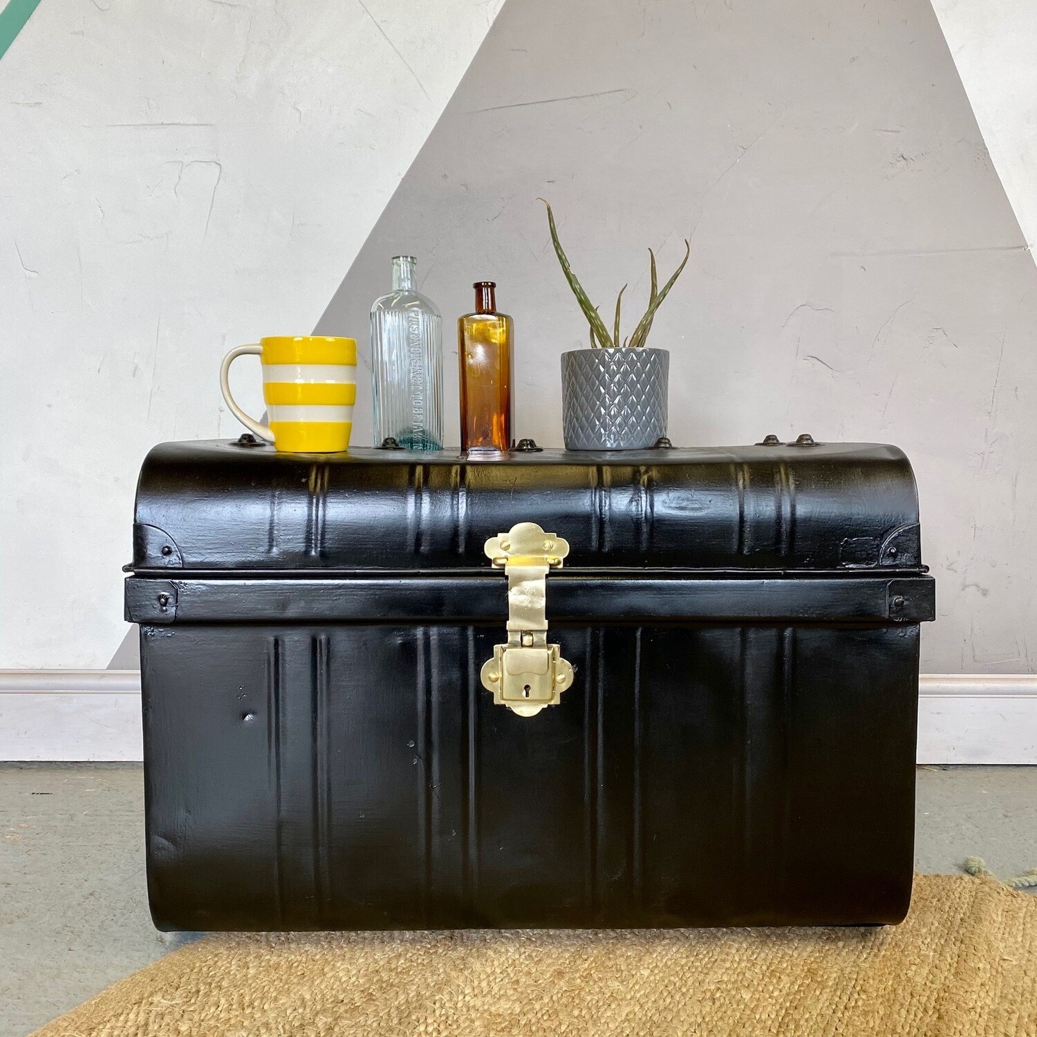 Industrial Vintage Black Trunk Chest Coffee Table