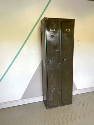 Vintage Green Industrial Old Metal Double Locker