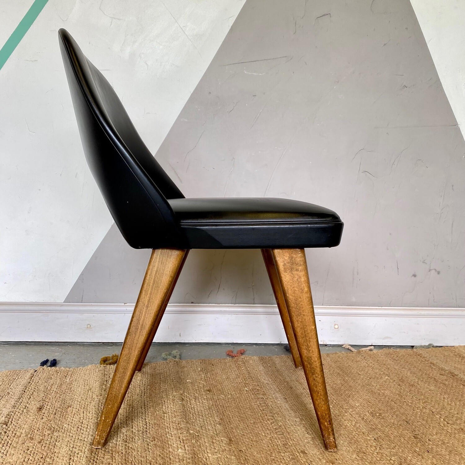 Mid Century Vintage Black 1960s Chair Seat Modernist