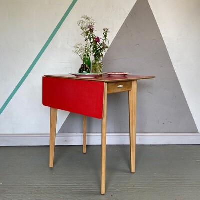 Remploy Red Formica Kitchen Dining Table Extending Mid Century