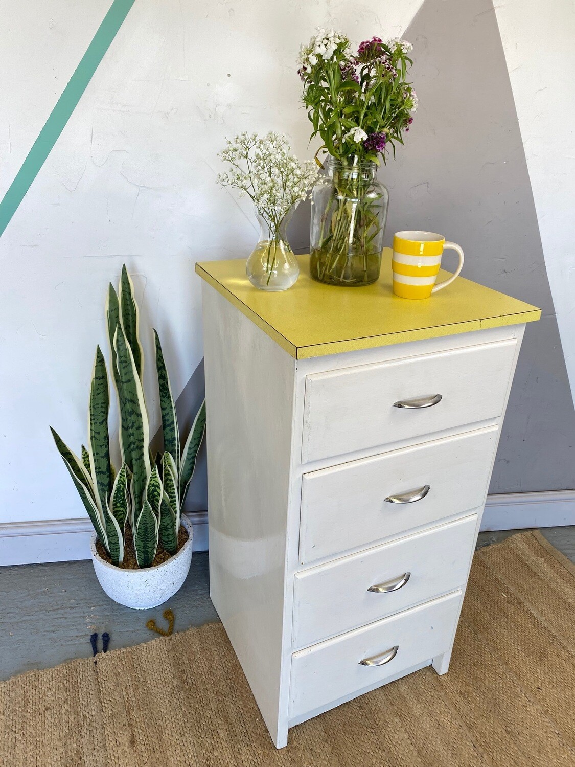 Mid Century Yellow Formica Storage Drawers
