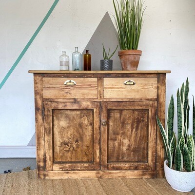 Vintage Rustic Pine Storage Cupboard Kitchen Workshop