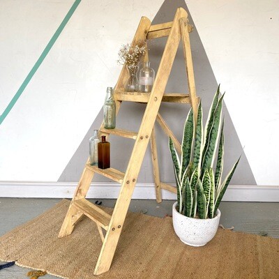 Rustic Pine Step Ladders Vintage Old Painted