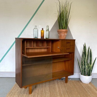 Vintage Mid Century Bureau bookcase Desk Sideboard Cupboard