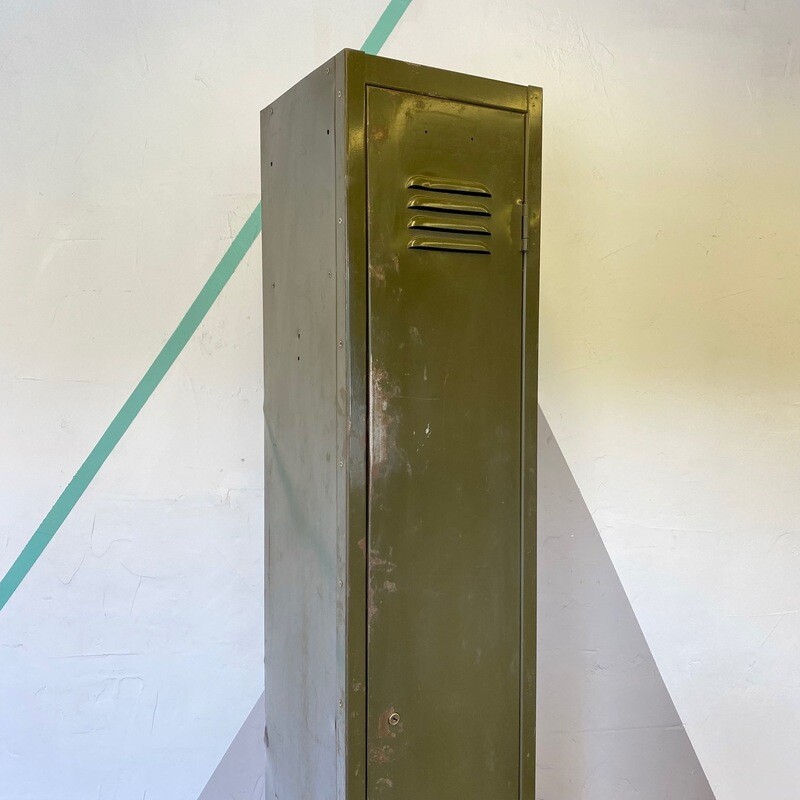 Vintage Industrial Metal Locker Green Factory Hall Cupboard
