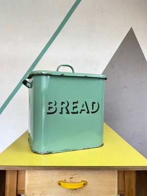 Vintage Green Enamel Kitchen Bread Bin