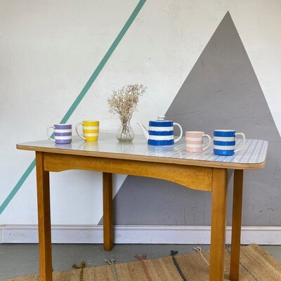 Vintage Check Blue Grey Formica Table