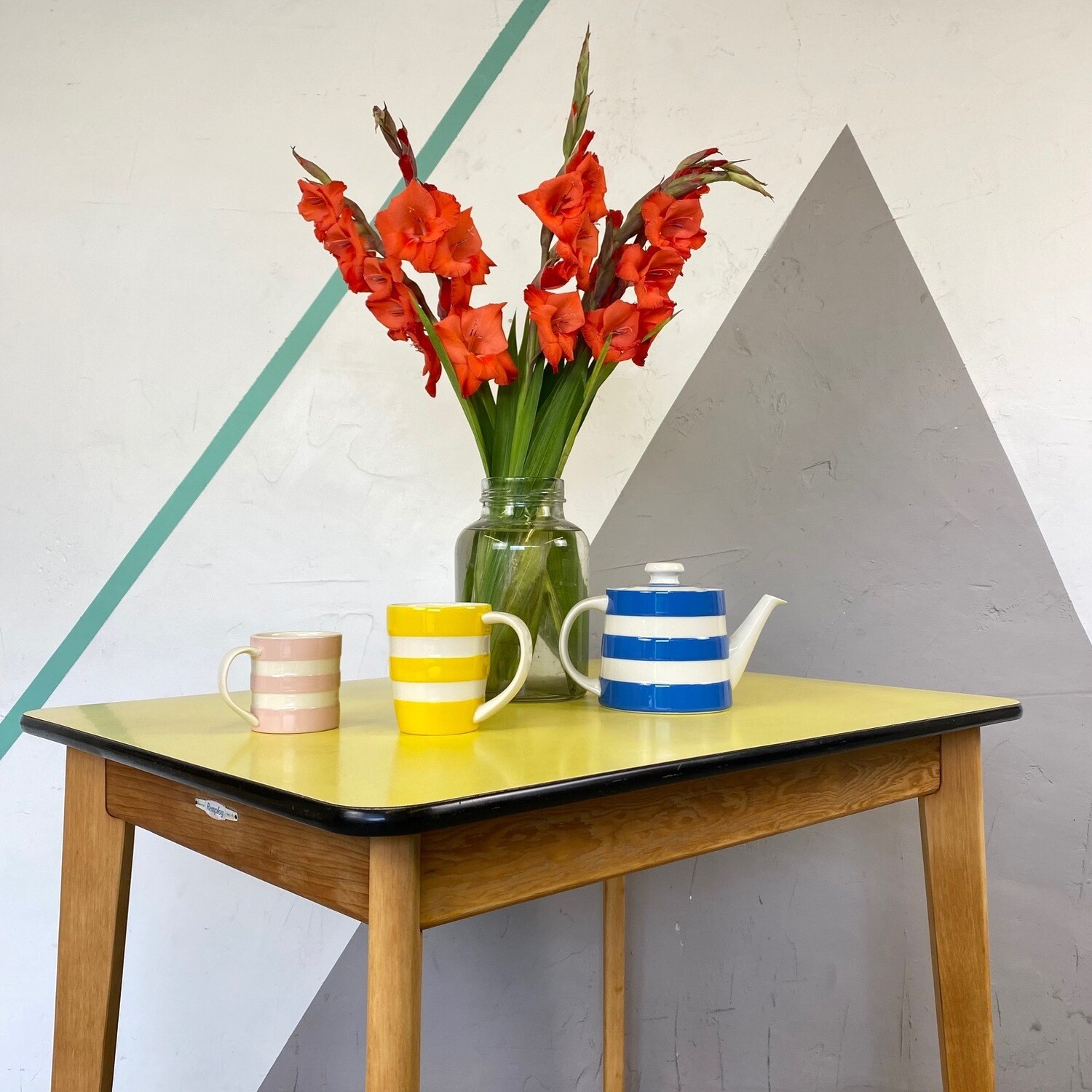 Vintage Yellow Formica Kitchen Dining Table Desk Remploy