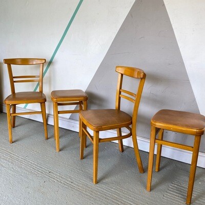 Vintage Mid Century 1960 Brown Kitchen Dining Chair Stool Set