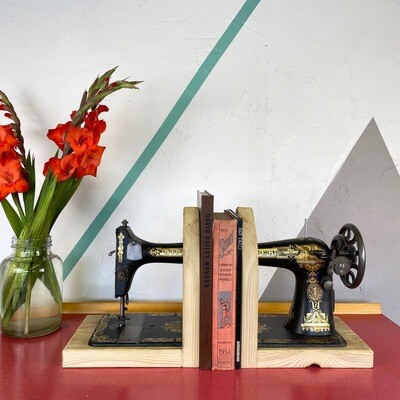 ​Up-Cycled Singer Sewing Machine Book Ends Storage Gothic