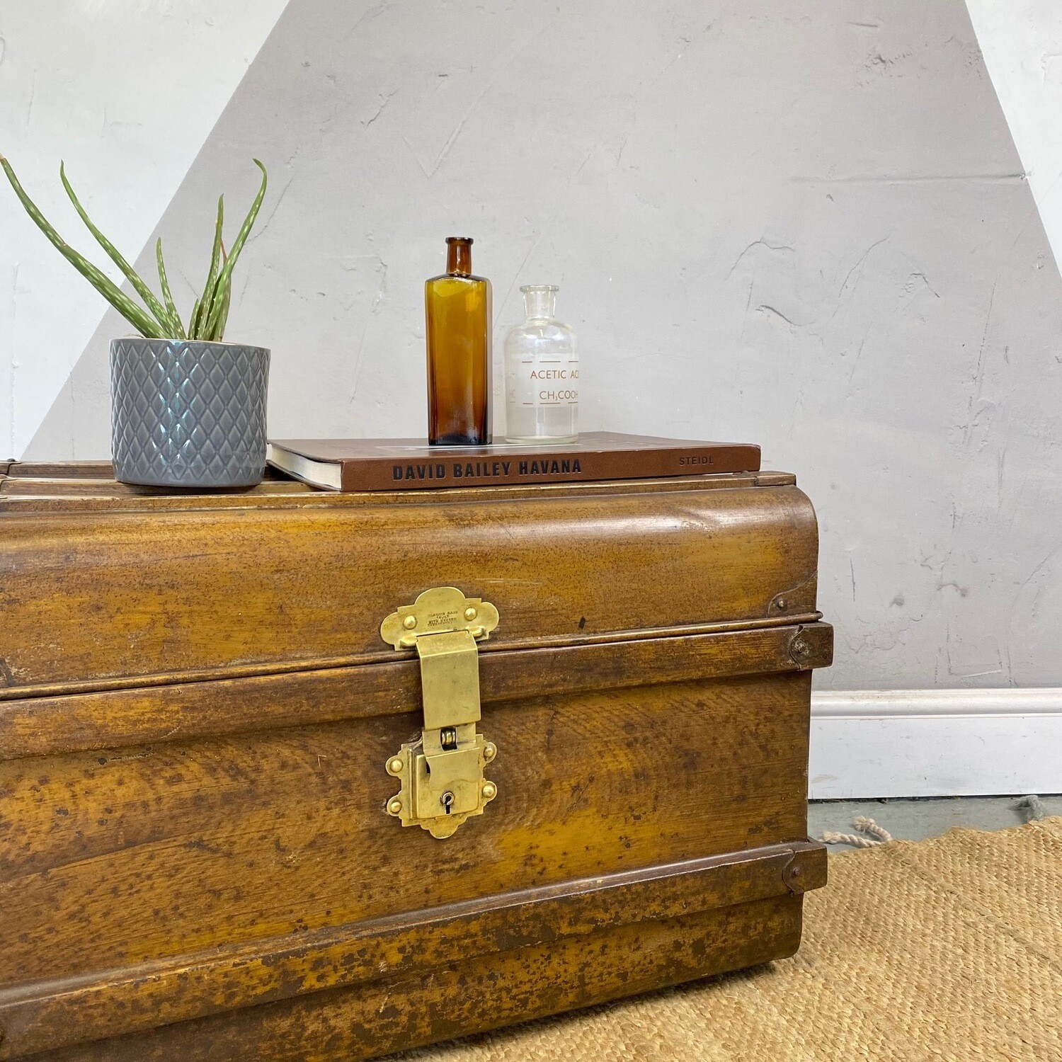 Vintage Metal Storage Trunk Chest Industrial Box 1930s