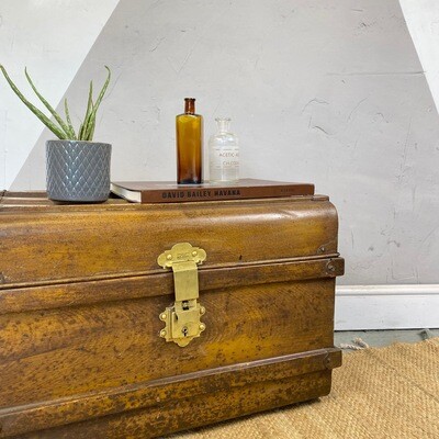 Vintage Metal Storage Trunk Chest Industrial Box 1930s