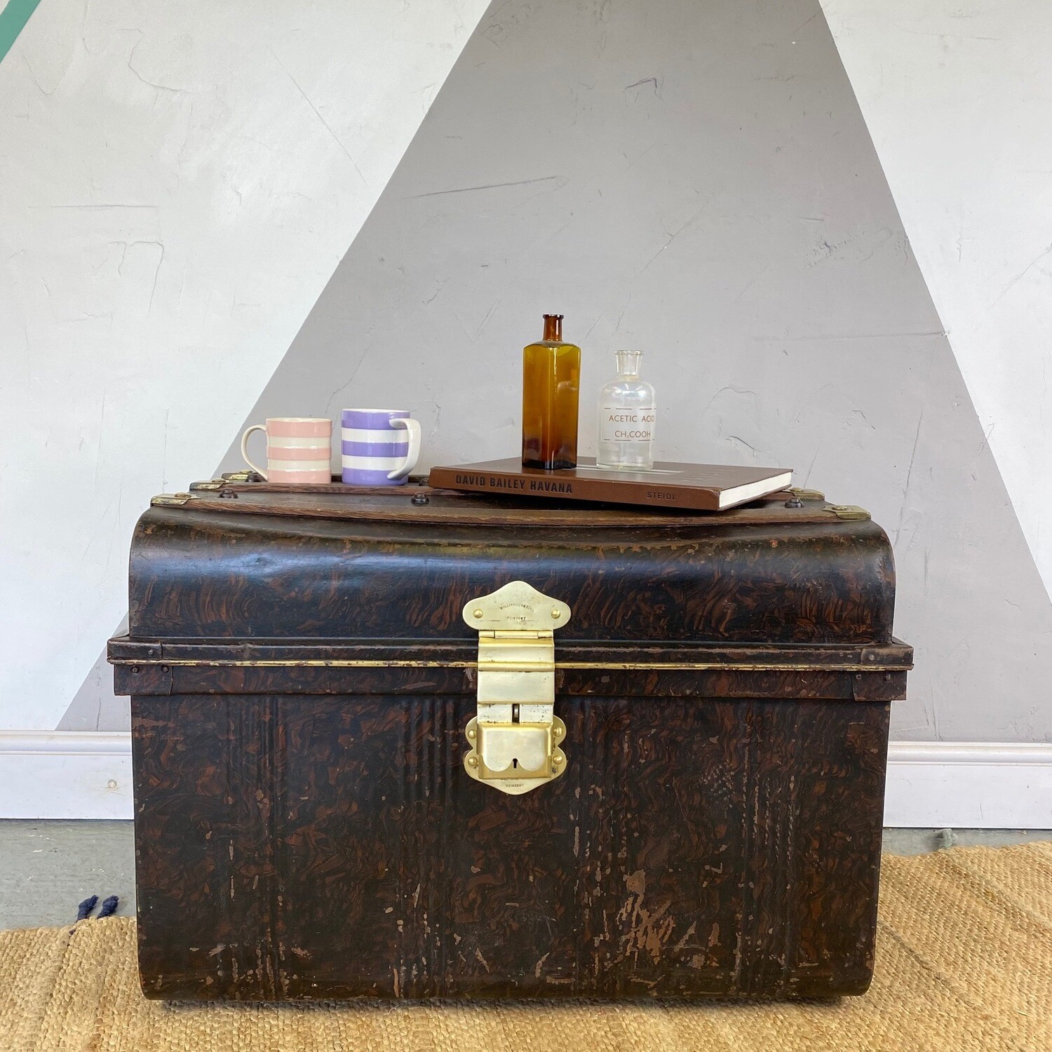 ​Metal Trunk Vintage 1930s Coffee Table Toy Box Chest