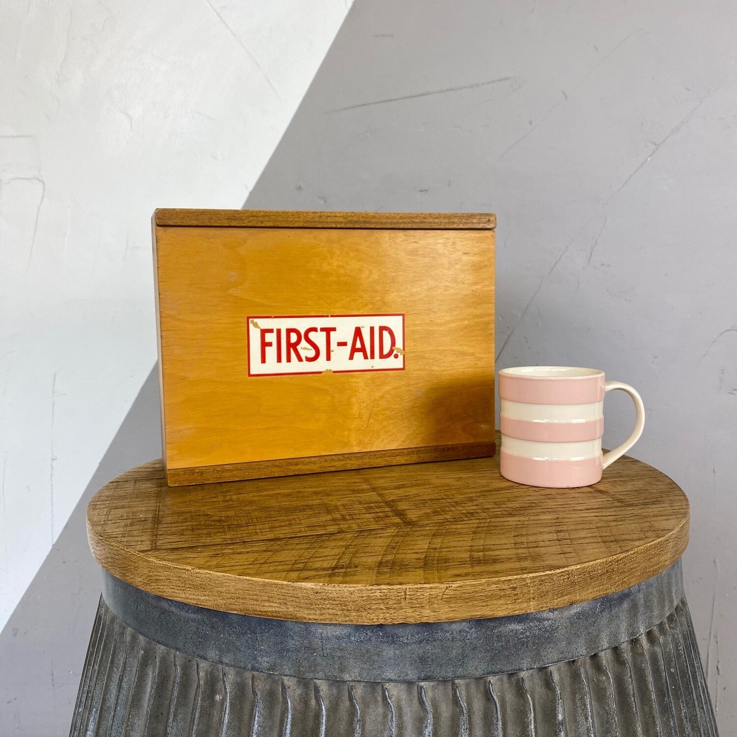 Vintage 1950s First Aid Box Wooden Mid Century Storage