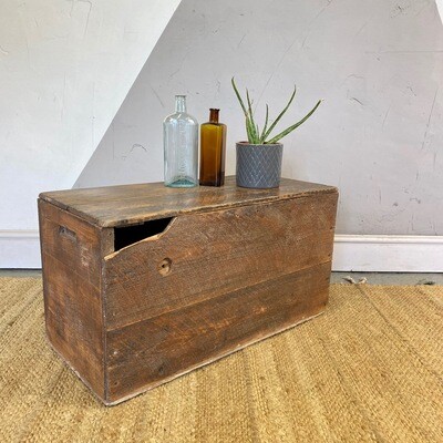 Vintage Rustic Pine Crate Storage Box Trunk Chest