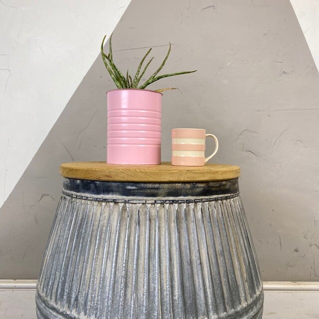 Dolly Tub Bedside Table Industrial Metal  Sidetable