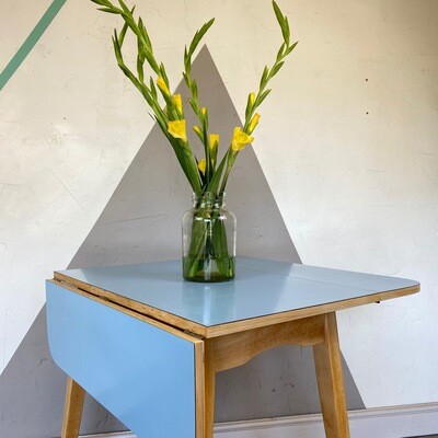 Vintage Mid Century  Blue Formica Extending Kitchen Dining Table
