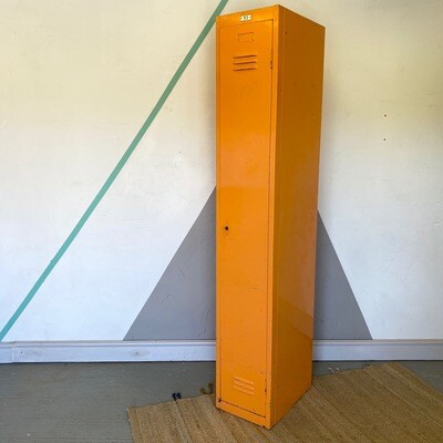 Vintage Orange Industrial Steel Metal Locker Storage Cupboard