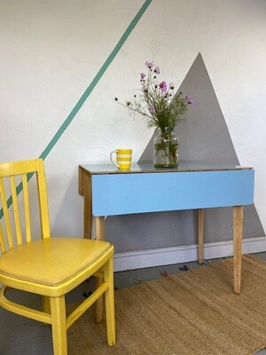 Mid Century Blue Formica Extending Kitchen Dining Table