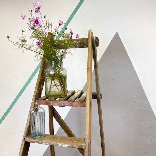 Rustic Pine Step Ladders Vintage Old Traditional