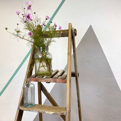 Rustic Pine Step Ladders Vintage Old Traditional