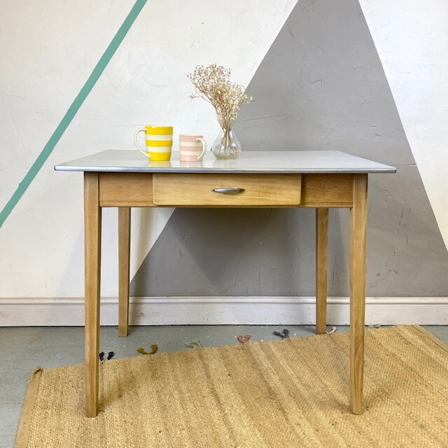 Mid Century Grey Formica Table Desk