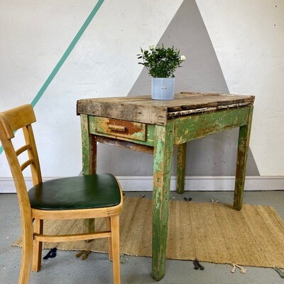 Vintage Rustic Pine Farmhouse Dining Table Desk